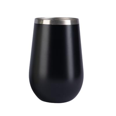 China Sustainable Insulated Wine Tumbler With Double Lid Wall Stemless Insulated Stainless Steel Coffee Mug BLACK for sale