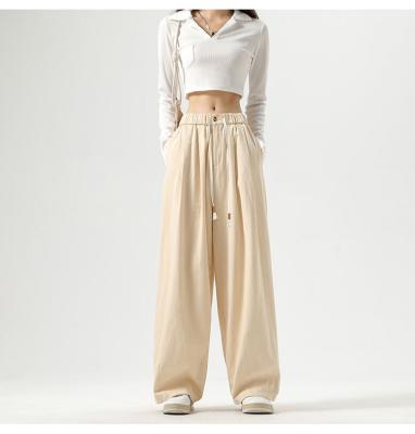 China Retro Anti-Wrinkle Fashion Sports Pants Casual Loose Ladies Printed Drawstring Pants Canvas Pants Women for sale