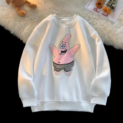 China Patrick Star Retro Fit Anti-Pilling Crewneck Pullover Hoodie Classic Tee Regular Vintage Cartoon Long Sleeve T-Shirt for sale