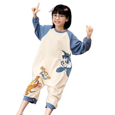 China Contrast Binding Breathable Tight Fit PJ Set Sleep Wear Tom And Jerry Print Lapel Collar Sleeper Pajamas Lounge Set for sale