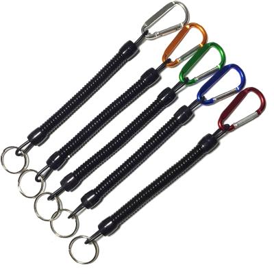 China Lanyard High Quality Steel Wire Reel Plastic Tool Spring Lanyard Tether For Security Retractable Cable Crown Steel Lanyard With Security Buckles for sale