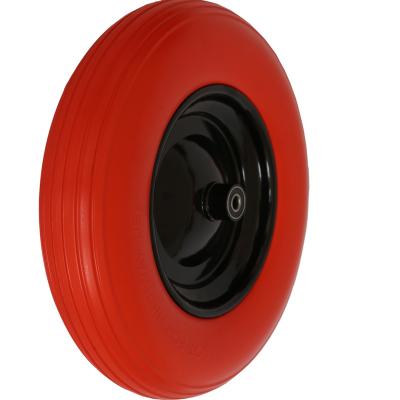 China Flat Free China PU 4.10-4 3.50-4 Tyre 4'' Wheel Puncture Proof Solid Wheelbarrow  Tire PU Foam Wheel for sale