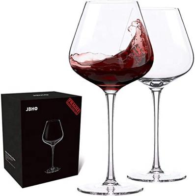 China Italian Style Blown Crystal Lead-Free Premium Handmade Set of 2 Red Wine Glasses for sale