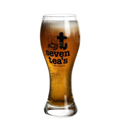 China Eco Friendly 12oz Handblown Sport Beer Clear Mugs Print Unbreakable Handmade Beer Glass Mug With Logo for sale