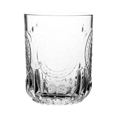 China No Logo Embossed 8 Ounce Customized Unique Rock Square Drinking Barware Whiskey Glass for sale