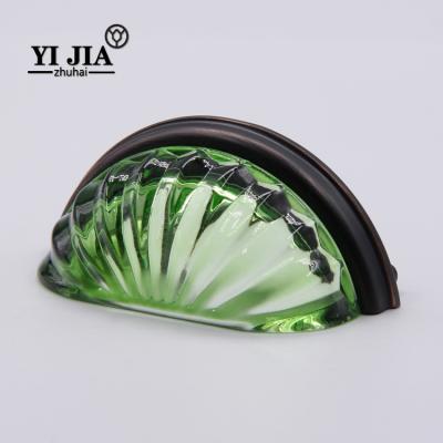 China Cabinet Oil Rubbed Bronze Green Crystal Drawer Pulls Depression for sale