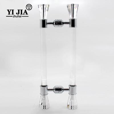 China Luxury Decorative Flat Sliding Door Crystal Glass Front Entry Pull Handles for sale