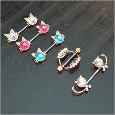 China Wholesale Unique Sexy Nipple Shield Women's Cute Cat Shaped Nipple Ring Piercing Jewelry for sale