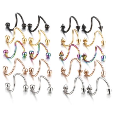 China New High Quality Lead Free Twisted Piercing Cartilage Earring Nose Body Jewelry Labret Ring For Man Woman for sale