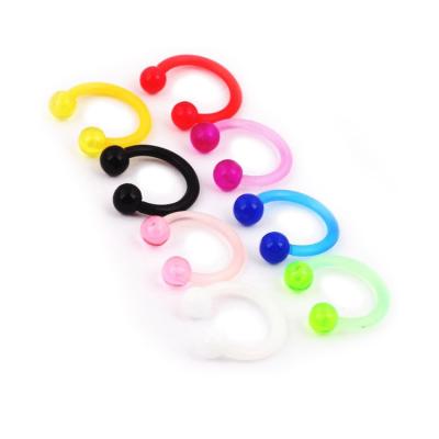 China Nose Eyebrow Ball Post Bio Piercing Jewelry Lead Free Acrylic Flexible Colorful Horseshoe Ring Body Piercing Jewelry for sale