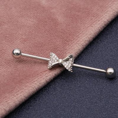 China FASHIONABLE Barbell Ear Jewelry 316l Surgical Steel Zircon Piercing Industrial Barbell Jewelry For Earrings for sale