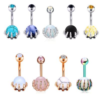 China Hot Selling Sexy Natural Stone Navel Lead Free Piercing New Style 9pcs Set Navel Ring Belly Button Dangle For Women for sale