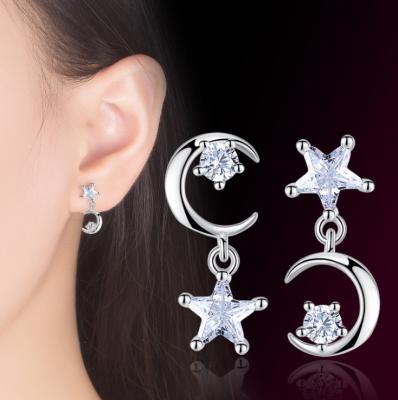 China New S925 Lead Free Fancy Circle Women's Silver Copper Earrings Stud Earring Star Design Moon Stud Earrings Fashion Jewelry For Women for sale