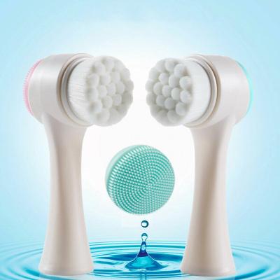 China Double Silicone Soft Side Facial Detergent Brush Portable Size For Face Cleaning for sale