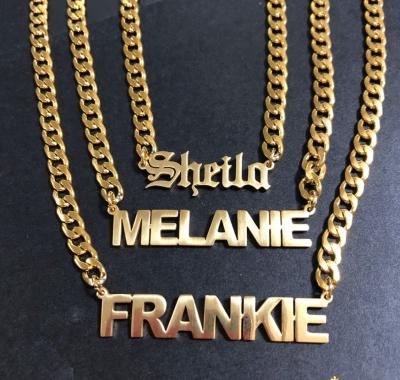 China Nickel Free Lead Free 18K Gold Plated Whip Chain Stainless Steel Customized Name Necklace Plate Customized Name Necklace Personalized for sale