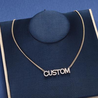 China Nickel Free Lead Free 18K Gold Plated Stainless Steel Custom Name Necklace Hip Hop Iced Out Bling CZ Crystal Name Necklace Personalized for sale