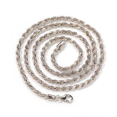 China Nickel Free S925 Sterling Silver Twist Rope Chain Necklace 3MM Lead Free Gold and Silver Twisted Rope Chain Necklace for Men for sale