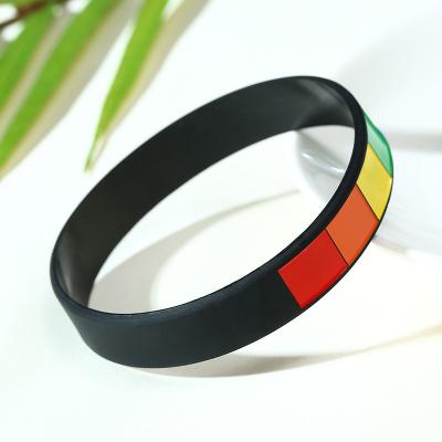 China Environmentally Friendly Sports Style LGBT Pride Flag Bangle Silicone Wristband Gay Lesbian RAINBOW Bracelet for sale