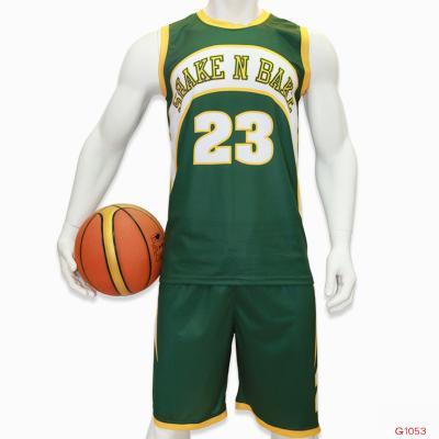 China Antibacterial Custom Green Basketball Jersey Uniform Design for sale