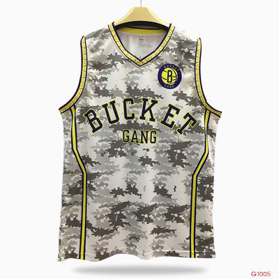 China Antibacterial Customize Camouflage Gray Basketball Jerseys Basketball Uniforms for sale