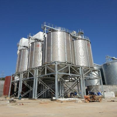 China Bulk Grain Storage 300t Galvanized Bottom Steel Hopper Silo For Animal Feed Storage for sale