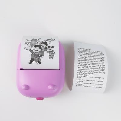 China Wireless Blue 203dpi Mini Color Cartoon Pig's Tooth Portable Mobile Titles Thermal Printer Paper Photo Printer for Student for sale