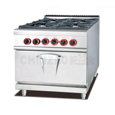 China Commercial Free Standing Commercial 4-Burner Gas Cooker With Electric Oven for sale