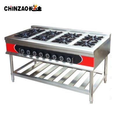 China Stainless Steel Solid Cooking Equipment 8 Burner Gas Cooker With Oven For Sale for sale