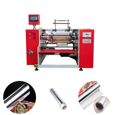 China Easy Food Operate 3 Axis Semi Automatic Food Baking Paper Kitchen Aluminum Foil Rewinding Machine for sale