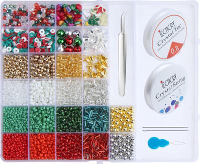 China Acrylic Christmas Millet Bead Pendant Set DIY Jewelry Bracelet Beaded Earrings Christmas Jewelry Kit for sale