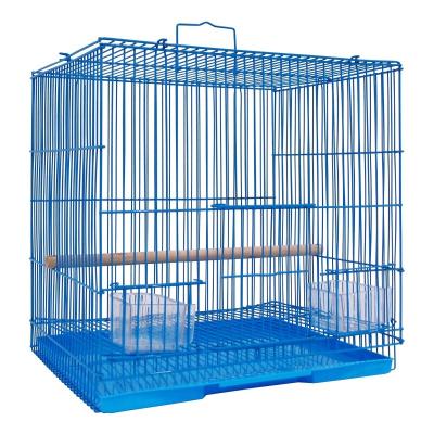 China Breathable Small Bird Parrot Pet Cages Solid Classics Folding Bird Cage Iron Wire Breeding Bird Cage Canary Yellow Blue for sale