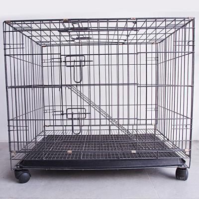 China Breathable Folding Metal Pet Playing Carrier Live House Cat Cage With Removable Tray And Caster Wheels for sale