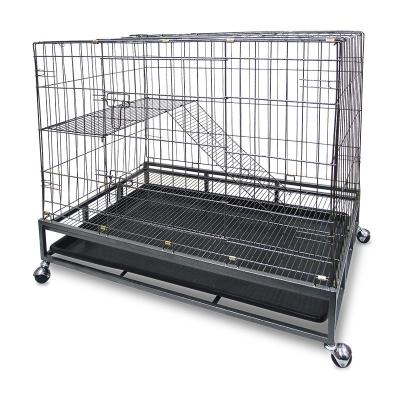 China Indoor Animal Play Life Cat Breathable Metal Pet Cage With Removable Tray And Caster Wheels for sale