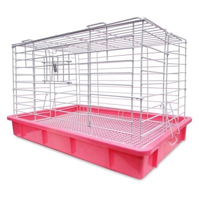 China Indoor Poultry House Hutch Portable Outdoor Small Animal Rabbit Pet Rabbit Cage Breathable Metal Carriers With Tray for sale