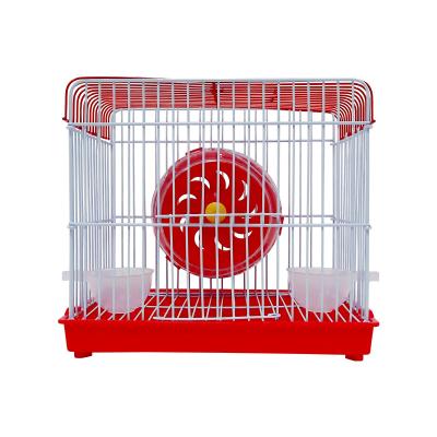 China 21.5x16x19 Cm Small Breathable Hamster Houses Pet Cages Carriers With Super-Quiet Running Wheels And Two Food Bowls for sale