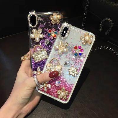 China Handmade Quicksand Shockproof Diamond Glitter Cases For iPhone 13 12 11 pro Hard Max Soft TPU Back Cover Phone Case for sale