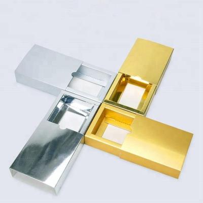 China Handmade Custom Rectangular Drawer Paper Box Gold / Silver /hologram Foil Boxes for sale