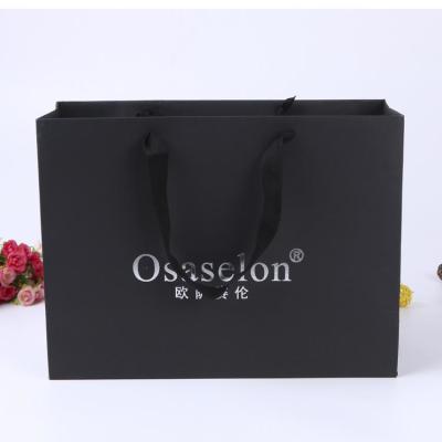 China Handmade Top Quality Custom Printing Soft Touching Shopping Bag With Satin Ribbon for sale