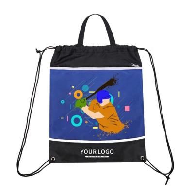 China Factory custom high quality 210D polyester sublimation anti-theft Hg printing drawstring backpack bags with logo for sale