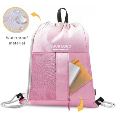 China Hg Large Capacity Anti-theft Multi-colors Waterproof Polyester Sublimation Drawstring Backpack Bag Custom Logo for sale