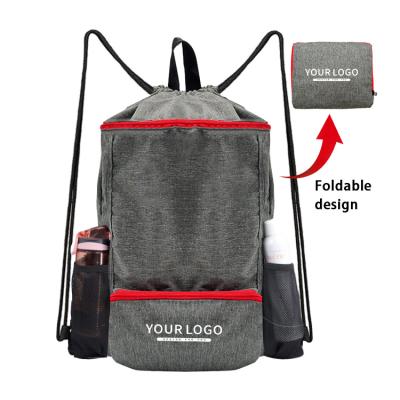 China Hg Polyester 300D Anti-theft High Quality Suction String Sports Backpack Gym Bag Waterproof Custom Logo Drawstring Bag for sale