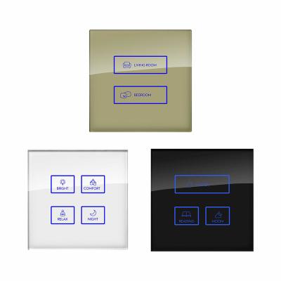 China Connecting Room Control Box UK 1/2/3/4 Strip Panel Screen Smart Home Wall Touch Modbus RS485 Glass Lamp Switch for sale