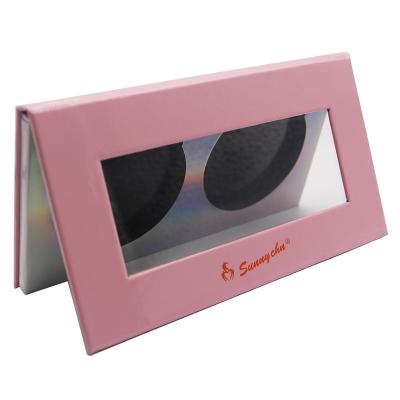 China 2022 Hot Sale Handmade Innovative Packaging Cosmetics Palette Box Magnetic Compact Products with Clear Window and Magnetic Bottom for sale