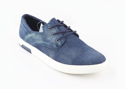 China Lace Up Canvas Deck Shoes Navy Blue Walking Sneakers Footwear Denim Upper for sale