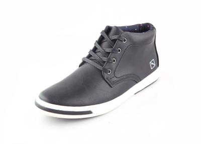 China Male Black Leather Casual Shoes Sneakers Footwear Mid Top Comfortable Custom Made Lining for sale