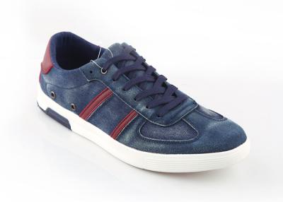 China Deep Blue Denim Mens Canvas Lace Up Shoes , Low Top Lace Up Trainers for sale