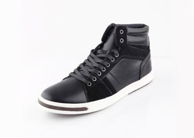 China Fashion Mens Black Casual Shoes Mid Top Style PU Velvet Fabric Material for sale