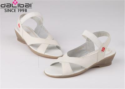 China Professional White Embossed Summer Sandals Shoes , Womens Summer Flats for sale