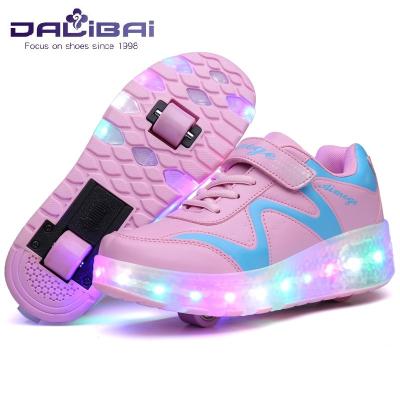 China Die Farbe sieben, die LED ändert, leuchten Turnschuh-Schuhen mit zwei Rädern zu verkaufen