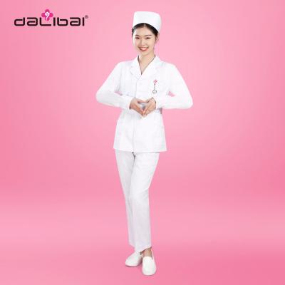 China Classic White Nurse Suit Medical Uniform V Neck Solid Scrub For Hospital for sale